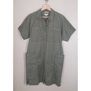 L.L. Bean Signature Safari Utility Military Women's Green Dress Pockets Size S